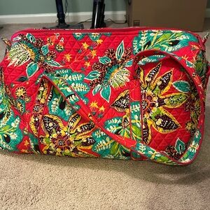 Vera Bradley Red and Green Floral Quilted Travel Bag